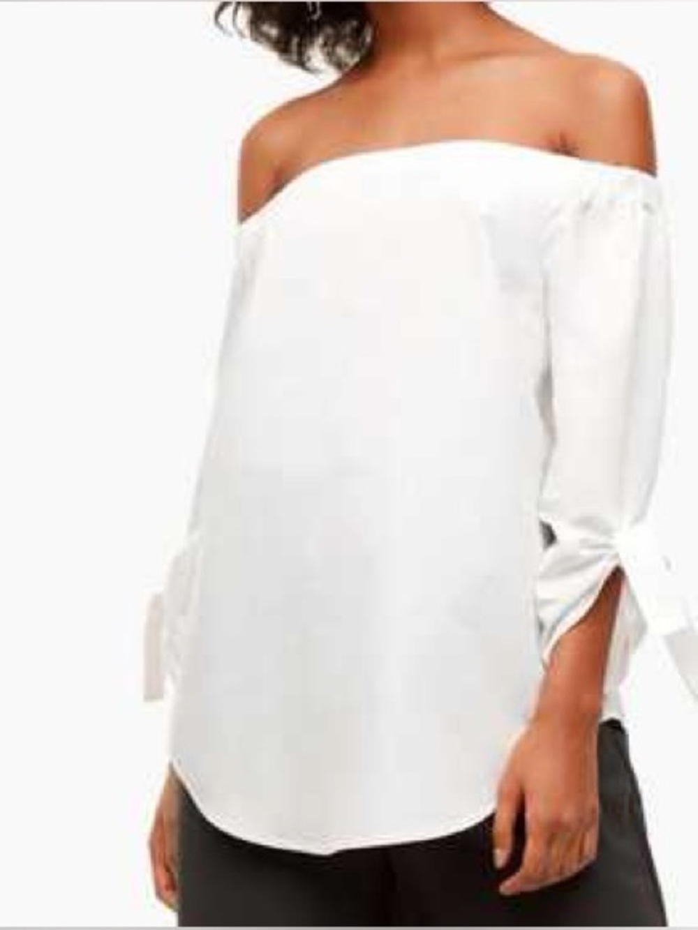 Aritzia Babaton Malik Off-Shoulder Cotton White Cotton 3/4 Sleeve Blouse Size S